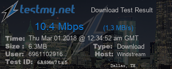 Speed Test Result