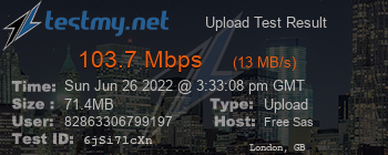 Speed Test Result