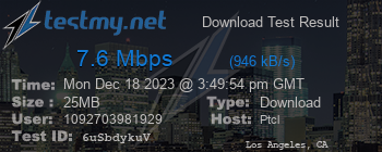 Speed Test Result