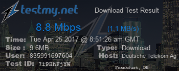 Speed Test Result