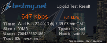 Speed Test Result