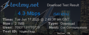 Speed Test Result