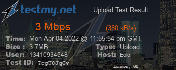 Speed Test Result