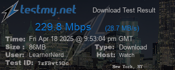 Speed Test Result