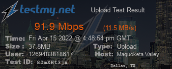 Speed Test Result