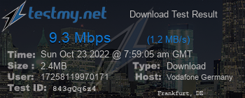 Speed Test Result