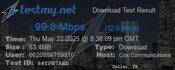 Speed Test Result