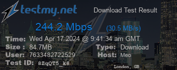 Speed Test Result