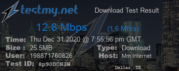 Speed Test Result