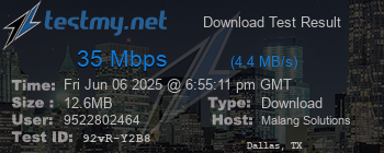 Speed Test Result