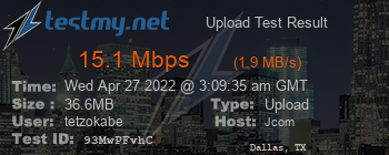 Speed Test Result