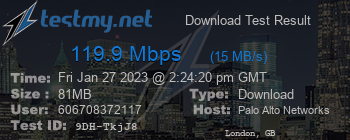 Speed Test Result