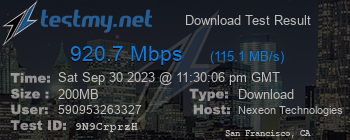 Speed Test Result