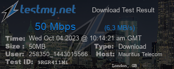 Speed Test Result