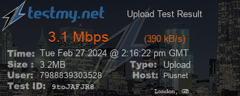 Speed Test Result