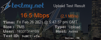 Speed Test Result