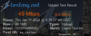 Speed Test Result