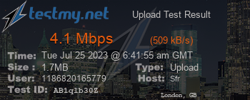 Speed Test Result