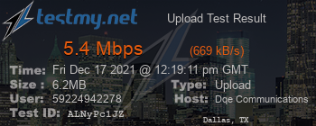 Speed Test Result