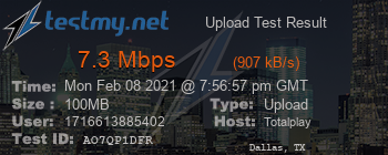 Speed Test Result