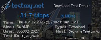 Speed Test Result