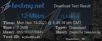 Speed Test Result