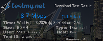 Speed Test Result
