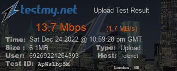 Speed Test Result