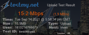 Speed Test Result