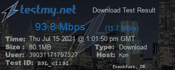 Speed Test Result