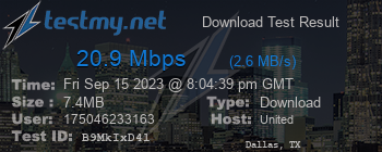 Speed Test Result