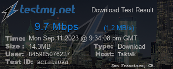 Speed Test Result