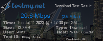 Speed Test Result