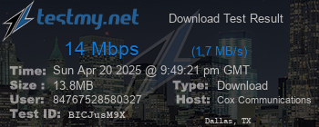 Speed Test Result