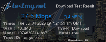 Speed Test Result