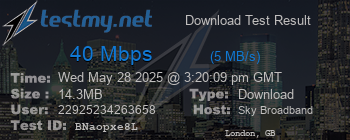 Speed Test Result