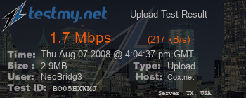 Speed Test Result