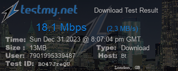 Speed Test Result