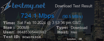 Speed Test Result