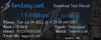 Speed Test Result