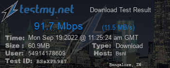 Speed Test Result