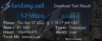 Speed Test Result