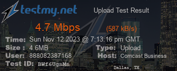 Speed Test Result