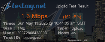 Speed Test Result