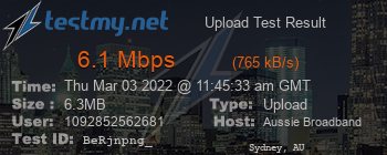 Speed Test Result