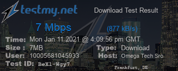 Speed Test Result