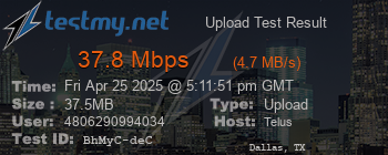 Speed Test Result