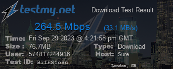 Speed Test Result