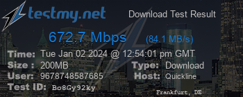 Speed Test Result