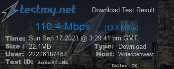 Speed Test Result